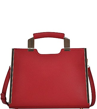 CLASSY SMOOTH TEXTURED PU LEATHER LONG STRAP SATCHEL JYBGT-48958-1