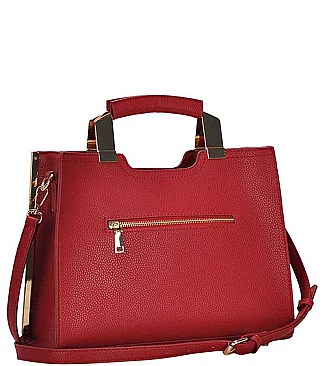 CLASSY SMOOTH TEXTURED PU LEATHER LONG STRAP SATCHEL JYBGT-48958-1