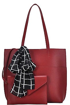 2in1 STYLISH SCARFED TOTE WITH PURSE JYBGT-48969