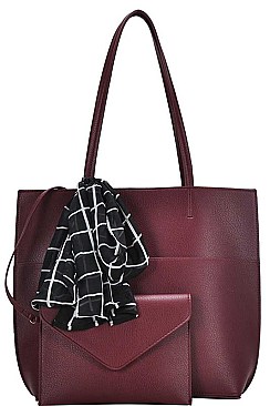 2in1 STYLISH SCARFED TOTE WITH PURSE JYBGT-48969