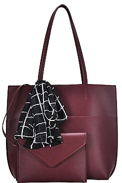 2in1 STYLISH SCARFED TOTE WITH PURSE JYBGT-48969