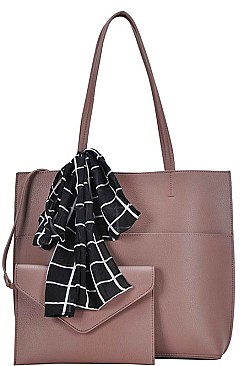 2in1 STYLISH SCARFED TOTE WITH PURSE JYBGT-48969