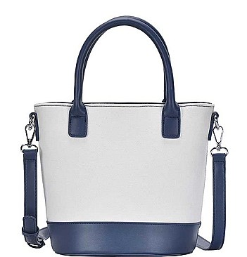 FASHION TWO TONE BUCKET TOTE BAG WITH LONG STRAP