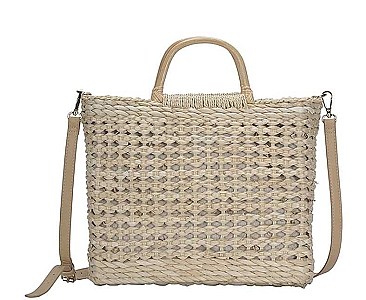 CHIC STRAW DESIGN HANDLE TOTE BAG