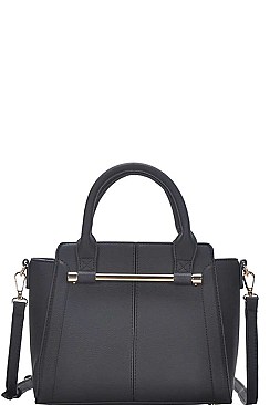 LEATHERETTE SATCHEL BAG WITH LONG STRAP