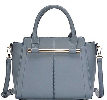 LEATHERETTE SATCHEL BAG WITH LONG STRAP