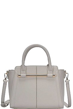 LEATHERETTE SATCHEL BAG WITH LONG STRAP