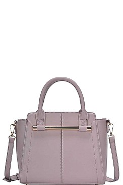 LEATHERETTE SATCHEL BAG WITH LONG STRAP