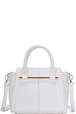 LEATHERETTE SATCHEL BAG WITH LONG STRAP