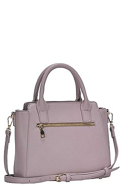 LEATHERETTE SATCHEL BAG WITH LONG STRAP