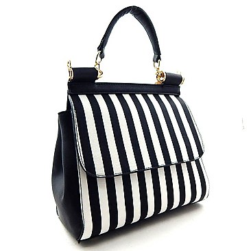 Accented Hardware Stripe Accent Medium Satchel