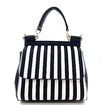 Accented Hardware Stripe Accent Medium Satchel