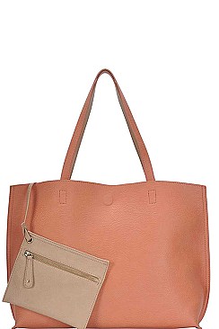 DESIGNER CHIC REVERSIBLE TOTE BAG WITH COIN PURSE