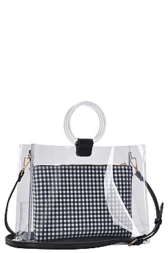 2IN1 TRANSPARENT TOTE WITH LONG STRAP