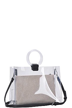 2IN1 TRANSPARENT TOTE WITH LONG STRAP