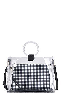 2IN1 TRANSPARENT TOTE WITH LONG STRAP