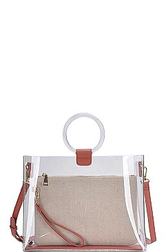 2IN1 TRANSPARENT TOTE WITH LONG STRAP