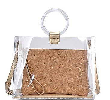 2IN1 TRANSPARENT TOTE WITH LONG STRAP