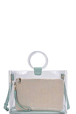 2IN1 TRANSPARENT TOTE WITH LONG STRAP