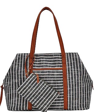 Striped Fabric Satchel