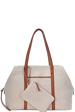Striped Fabric Satchel