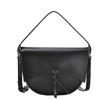 OVAL SHAPED HANDLE PLAIN SMOOTH MESSENGER BAG