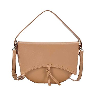 OVAL SHAPED HANDLE PLAIN SMOOTH MESSENGER BAG