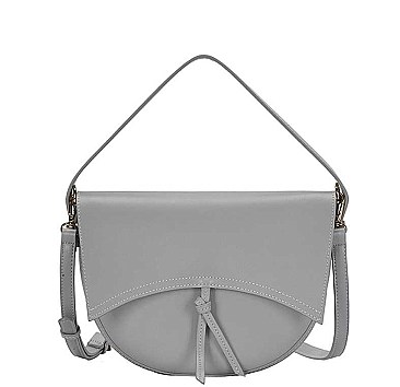 OVAL SHAPED HANDLE PLAIN SMOOTH MESSENGER BAG