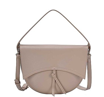 OVAL SHAPED HANDLE PLAIN SMOOTH MESSENGER BAG