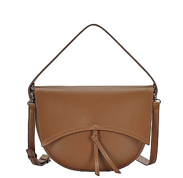 OVAL SHAPED HANDLE PLAIN SMOOTH MESSENGER BAG