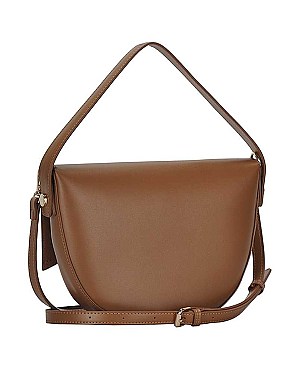 OVAL SHAPED HANDLE PLAIN SMOOTH MESSENGER BAG