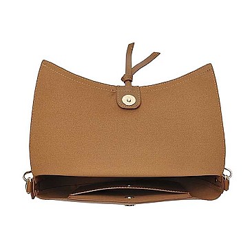 OVAL SHAPED HANDLE PLAIN SMOOTH MESSENGER BAG