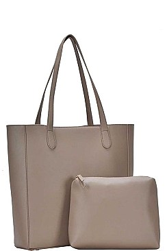 2in1 STYLISH SMOOTH TEXTURED PU LEATHER DESIGNER FASHION TOTE BAG JYBGW-81078