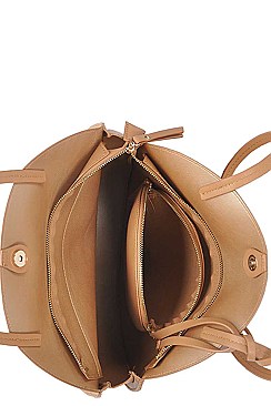 2 IN 1 TRENDY CIRCLE TOTE BAG AND COIN PURSE SET