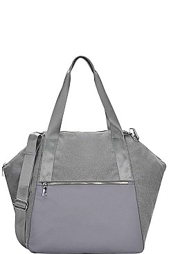 STYLISH TEXTURED PU LEATHER WIDE COMPARTMENT FASHION HANDBAG JYBGW-81464