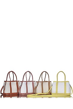 TWO TONE SATCHEL BAG WITH LONG STRAP