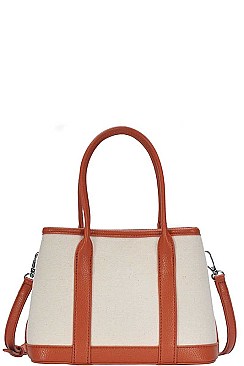 TWO TONE SATCHEL BAG WITH LONG STRAP