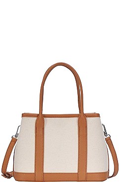 TWO TONE SATCHEL BAG WITH LONG STRAP