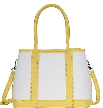 TWO TONE SATCHEL BAG WITH LONG STRAP