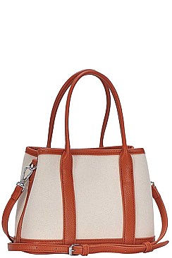 TWO TONE SATCHEL BAG WITH LONG STRAP