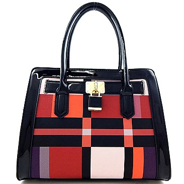 Colorful Plaid Print Classic Padlock Accent