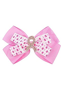 PACK OF 12 TRENDY PINK RIBBON HAIR BOW CLIP FMBHC012