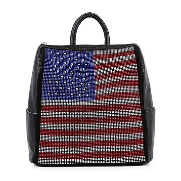 Flag Design Sparkling Rhinestone Backpack