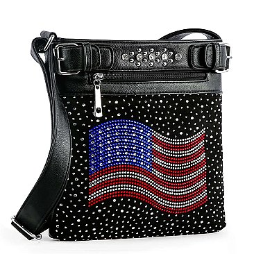 Rhinestone American Flag Crossbody Sling