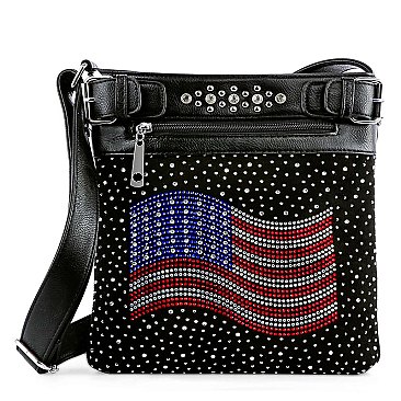 Rhinestone American Flag Crossbody Sling