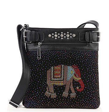 Rhinestone Bling Elephant Crossbody Sling