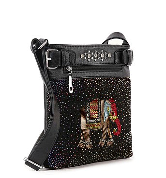 Rhinestone Bling Elephant Crossbody Sling