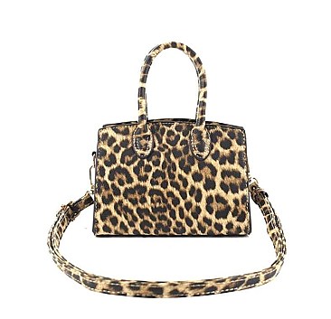 KEY LOCK LEOPARD PRINT SATCHEL BAG