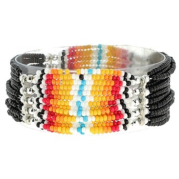 Trendy Native Lakota Style Seed Bead Stretch Bracelet