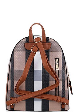 STYLISH CHECK PU LEATHER FASHION BACKPACK JYBL-4125